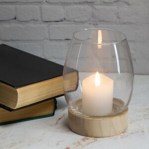 Стеклянный подсвечник-бокал Борнео 16 см на деревянной подставке (Ideas4Seasons, Нидерланды). Артикул: 29401-2