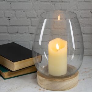 Стеклянный подсвечник-бокал Борнео 25 см на деревянной подставке (Ideas4Seasons, Нидерланды). Артикул: 29404-2