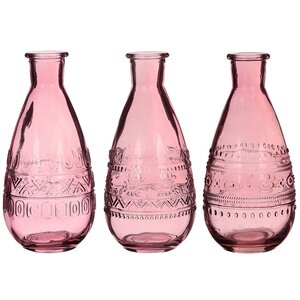 Набор стеклянных ваз Rome 16 см розовый, 3 шт (Ideas4Seasons, Нидерланды). Артикул: 29731-набор-1