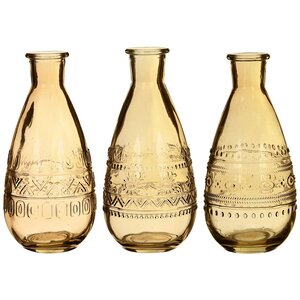 Набор стеклянных ваз Rome 16 см охровый, 3 шт (Ideas4Seasons, Нидерланды). Артикул: 29732-набор-1