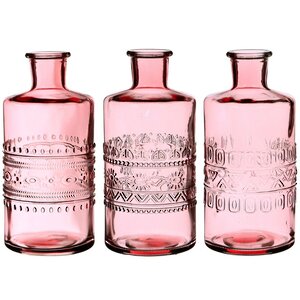 Набор стеклянных ваз Porto 15 см розовый, 3 шт (Ideas4Seasons, Нидерланды). Артикул: 29741-набор-1