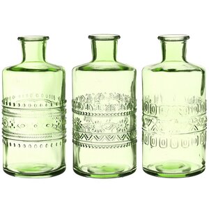 Набор стеклянных ваз Porto 15 см зеленый, 3 шт (Ideas4Seasons, Нидерланды). Артикул: 29745-набор-1