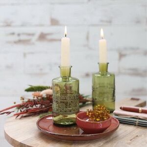 Набор стеклянных бутылок Порту 15 см, 3 шт, оливковый Ideas4Seasons (Идеас Фор Сезонс) фото 4