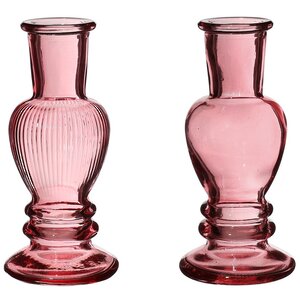 Стеклянная ваза-подсвечник Stefano 11 см розовая, 2 шт (Ideas4Seasons, Нидерланды). Артикул: 29881-набор