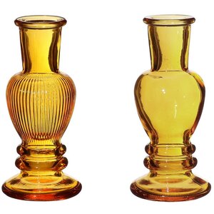 Стеклянная ваза-подсвечник Stefano 11 см охровая, 2 шт (Ideas4Seasons, Нидерланды). Артикул: 29882-набор