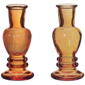 Стеклянная ваза-подсвечник Stefano 11 см янтарная, 2 шт (Ideas4Seasons, Нидерланды). Артикул: 29883-набор