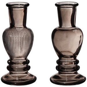 Стеклянная ваза-подсвечник Stefano 11 см серая, 2 шт (Ideas4Seasons, Нидерланды). Артикул: 29886-набор