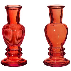 Стеклянная ваза-подсвечник Stefano 11 см красная, 2 шт (Ideas4Seasons, Нидерланды). Артикул: 29887-набор