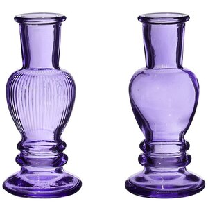 Стеклянная ваза-подсвечник Stefano 11 см фиолетовая, 2 шт (Ideas4Seasons, Нидерланды). Артикул: 29889-набор