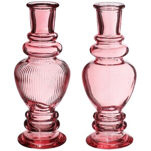 Стеклянная ваза-подсвечник Stefano 16 см розовая, 2 шт (Ideas4Seasons, Нидерланды). Артикул: 29891-набор