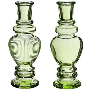 Стеклянная ваза-подсвечник Stefano 16 см зеленая, 2 шт (Ideas4Seasons, Нидерланды). Артикул: 29895-набор
