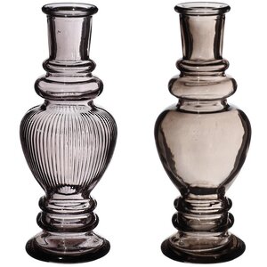 Стеклянная ваза-подсвечник Stefano 16 см серая, 2 шт (Ideas4Seasons, Нидерланды). Артикул: 29896-набор