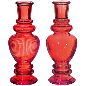 Стеклянная ваза-подсвечник Stefano 16 см красная, 2 шт (Ideas4Seasons, Нидерланды). Артикул: 29897-набор
