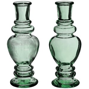 Стеклянная ваза-подсвечник Stefano 16 см темно-зеленая, 2 шт (Ideas4Seasons, Нидерланды). Артикул: 29898-набор