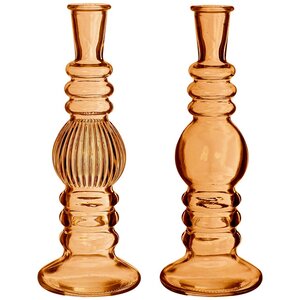 Стеклянная ваза-подсвечник Florence 23 см янтарная, 2 шт (Ideas4Seasons, Нидерланды). Артикул: 29903-набор