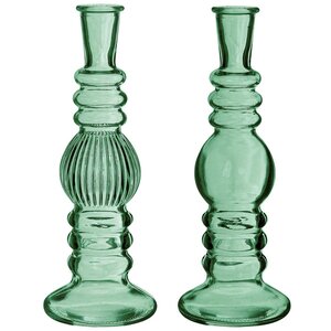 Стеклянная ваза-подсвечник Florence 23 см зеленая, 2 шт (Ideas4Seasons, Нидерланды). Артикул: 29908-набор