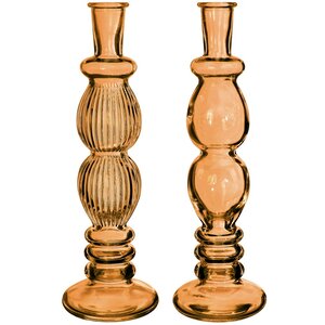 Стеклянная ваза-подсвечник Florence 28 см янтарная, 2 шт (Ideas4Seasons, Нидерланды). Артикул: 29913-набор