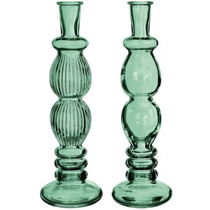 Стеклянная ваза-подсвечник Florence 28 см зеленая, 2 шт (Ideas4Seasons, Нидерланды). Артикул: 29918-набор
