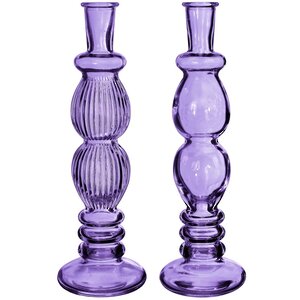 Стеклянная ваза-подсвечник Stefano 28 см фиолетовая, 2 шт Ideas4Seasons фото 1