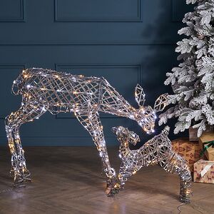 Набор светящихся оленей Малыш и Мама 2 шт, 48-102 см, 230 теплых/холодных белых LED ламп, IP44