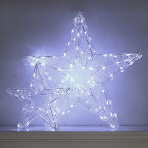 Светодиодная звезда Селестия 50*7 см, 40 холодных белых LED ламп, на батарейках, IP44 Winter Deco фото 3