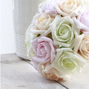 Искусственные розы для декора Lallita 18 см, 7 шт, кремовые с лаймовым Ideas4Seasons фото 4
