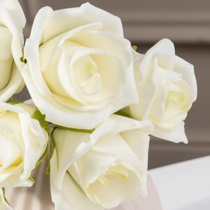 Искусственные розы для декора Lallita 18 см, 7 шт, кремовые с лаймовым Ideas4Seasons фото 2