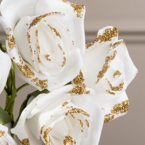 Искусственные розы для декора Lallita 18 см, 7 шт, белые с золотым Ideas4Seasons фото 4
