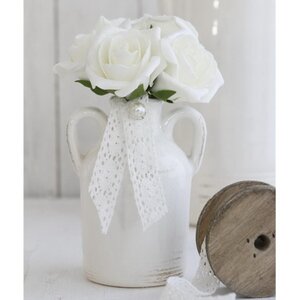 Искусственные розы для декора Lallita 18 см, 7 шт, жемчужные