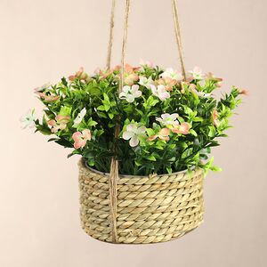 Искусственный цветок в кашпо Броваллия 18 см оранжевая