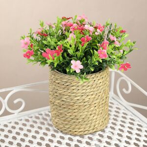Искусственный цветок в кашпо Броваллия 20 см розовая