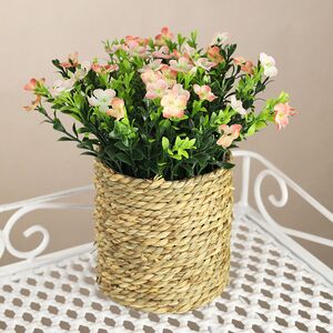 Искусственный цветок в кашпо Броваллия 20 см оранжевая