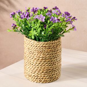 Искусственный цветок в кашпо Броваллия 20 см пурпурная