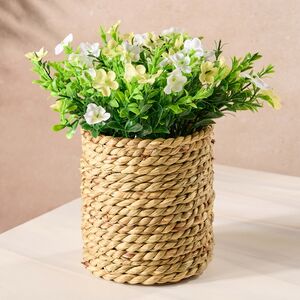 Искусственный цветок в кашпо Броваллия 20 см белая