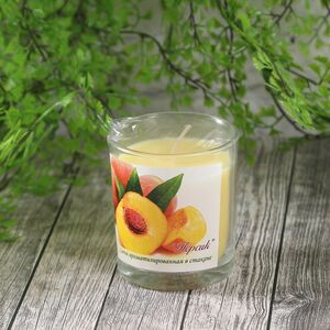 Ароматическая свеча в стакане Персик 8 см, 27 часов горения (Омский Свечной, Россия). Артикул: 321302-свеча