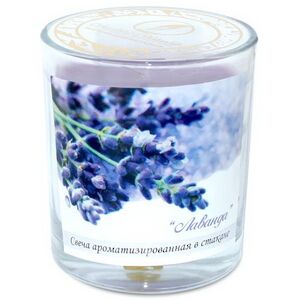 Ароматическая свеча в стакане Лаванда 8 см, 27 часов горения (Омский Свечной, Россия). Артикул: 321325-свеча