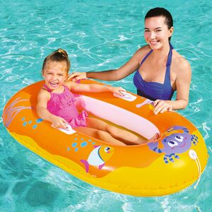 Детская надувная лодка Junior Raft - Крабики 119*79 см, оранжевая (Bestway, Китай). Артикул: 34009-2