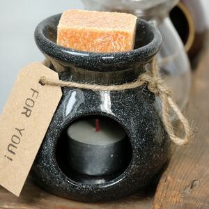 Керамический подсвечник-аромалампа Vesuvius 10 см черный (Ideas4Seasons, Нидерланды). Артикул: 36009