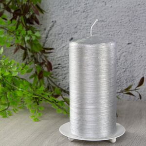 Декоративная свеча Антик 125*60 мм серебряная (Омский Свечной, Россия). Артикул: 3933-свеча