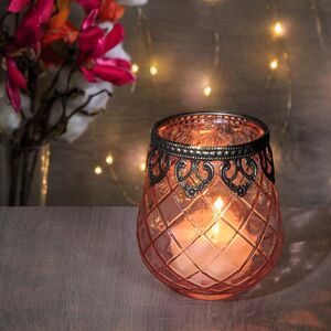 Стеклянный подсвечник Лейла 11 см розовый (Hogewoning, Нидерланды). Артикул: 400129-016