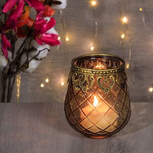 Стеклянный подсвечник Лейла 11 см шоколадный (Hogewoning, Нидерланды). Артикул: 400131-021