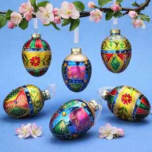 Елочные игрушки Яйца - Лорето Апрутино 8 см, 6 шт, стекло