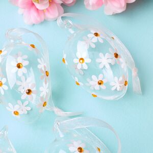 Декоративные пасхальные яйца - Летние Ромашки 6 см, 5 шт, стекло Winter Deco фото 6