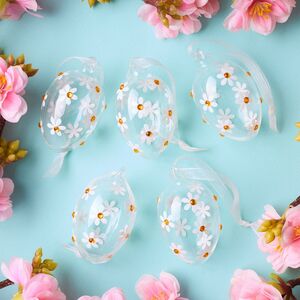 Декоративные пасхальные яйца - Летние Ромашки 6 см, 5 шт, стекло Winter Deco фото 2