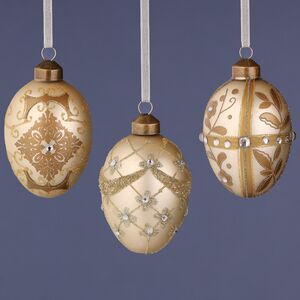 Елочные игрушки Яйца - Нова Леванте 11 см, 3 шт, стекло (Winter Deco, Россия). Артикул: 4060263