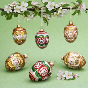 Елочные игрушки Яйца Пеллио-Интельви 7 см, 6 шт, стекло