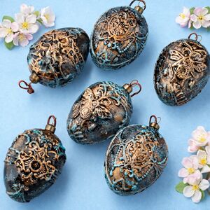 Елочные игрушки Яйца Калландер 10 см, 6 шт, стекло