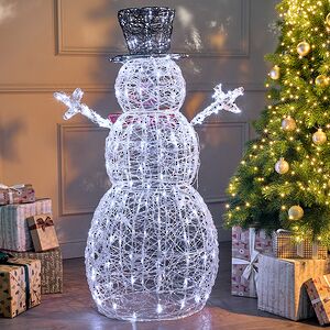 Светодиодная фигура Снеговик в черной шляпе 120 см, 240 холодных белых LED ламп, IP44 Winter Deco фото 3