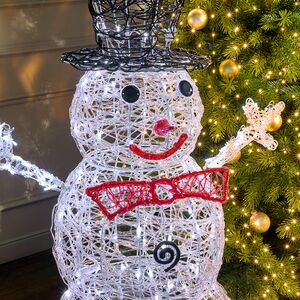 Светодиодная фигура Снеговик в черной шляпе 120 см, 240 холодных белых LED ламп, IP44 Winter Deco фото 2