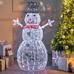 Светодиодная фигура Снеговик в черной шляпе 120 см, 240 холодных белых LED ламп, IP44 Winter Deco фото 5